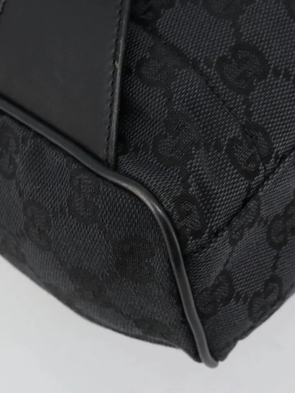 GUCCI GG Canvas Backpack Black Silver 019 0352 Auth